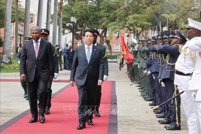 Lễ đón Chủ tịch nước Lương Cường thăm cấp Nhà nước Cộng hòa Angola