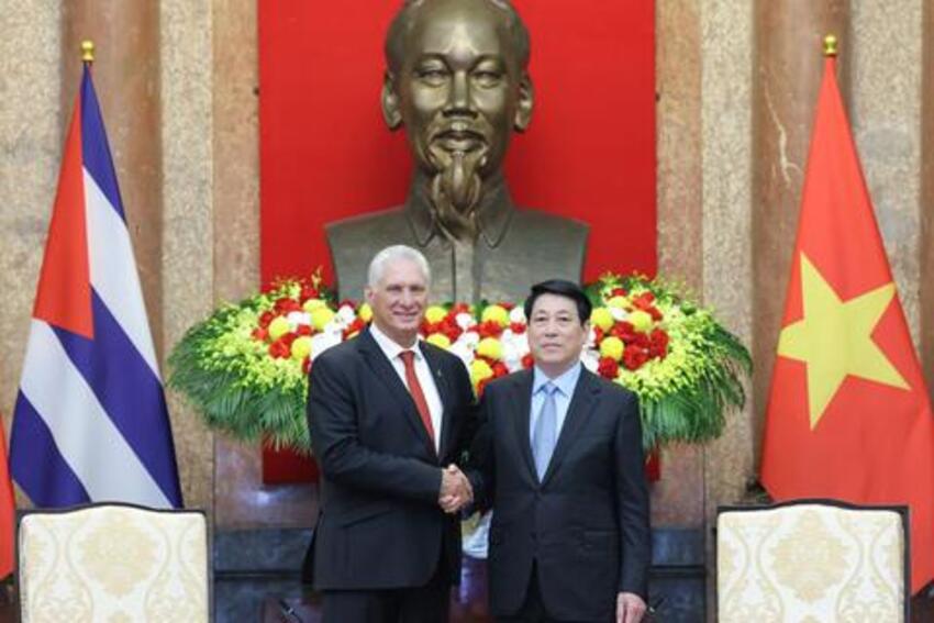Bí thư thứ Nhất, Chủ tịch nước Cuba Miguel Diaz-Canel Bermudez hội kiến Chủ tịch nước Lương Cường